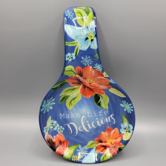 The Pioneer Woman Stoneware Spoon Rest Spring Bouquet Floral Design Blue Red - Picture 3 of 8